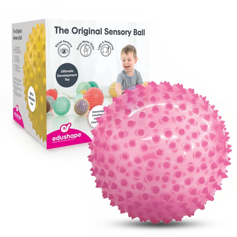 Edushape Sensory Ball for Baby - 7" Transparent Pink, Enhances Gross Motor Skills for Kids 6 Months & Up - Image 1