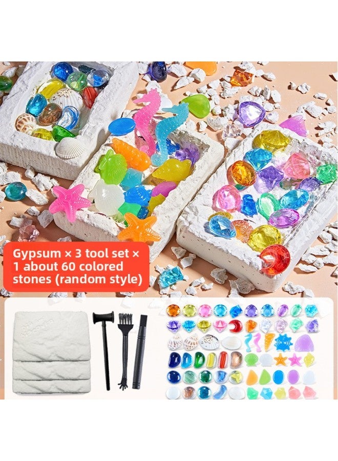 Children's Archaeological Excavation Toys Luminous Treasure Digging Fossil Mermaid DIY Handmade Factory Cross-Border Wholesale