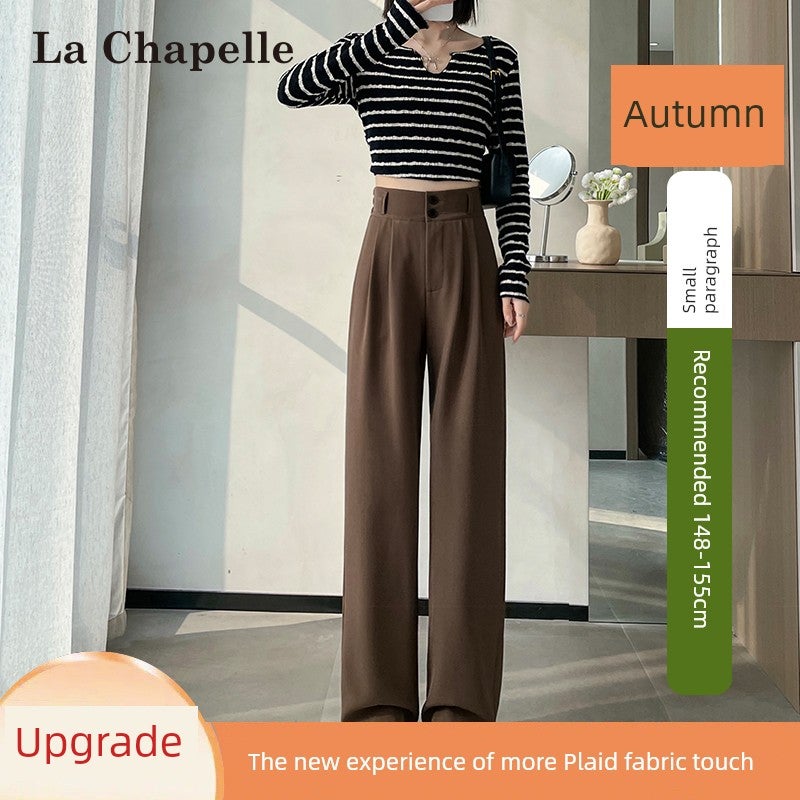 La Chapelle black suit wide-leg pants women's 2026 new autumn and spring short person drape loose straight pants - Image 3