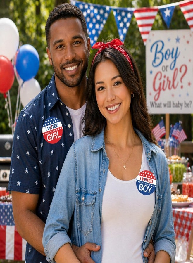 DISTINCTIVS Red White and Blue Gender Reveal Stickers, 40 Count - Image 2