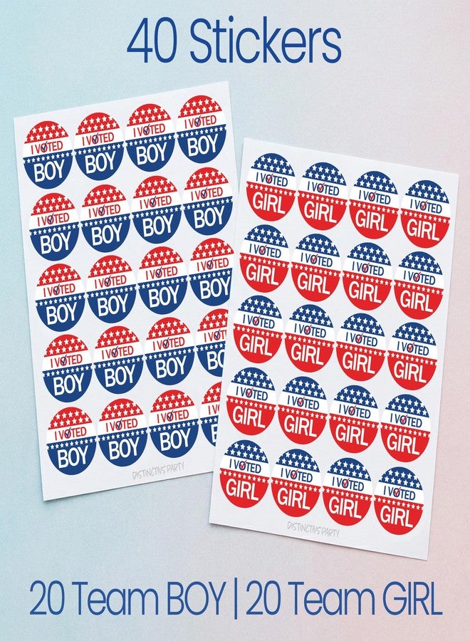 DISTINCTIVS Red White and Blue Gender Reveal Stickers, 40 Count - Image 4