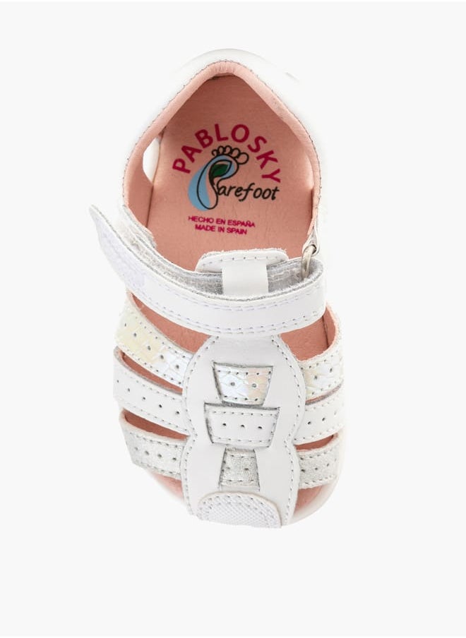 Girls' Textured Sandals with Hook and Loop Closure
