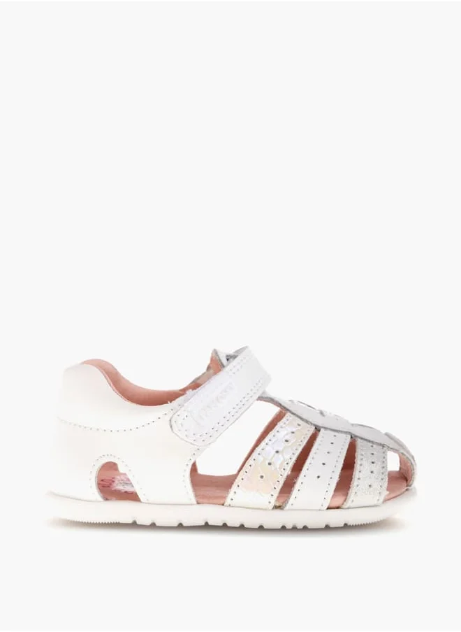 بابلوسكي Girls' Textured Sandals with Hook and Loop Closure