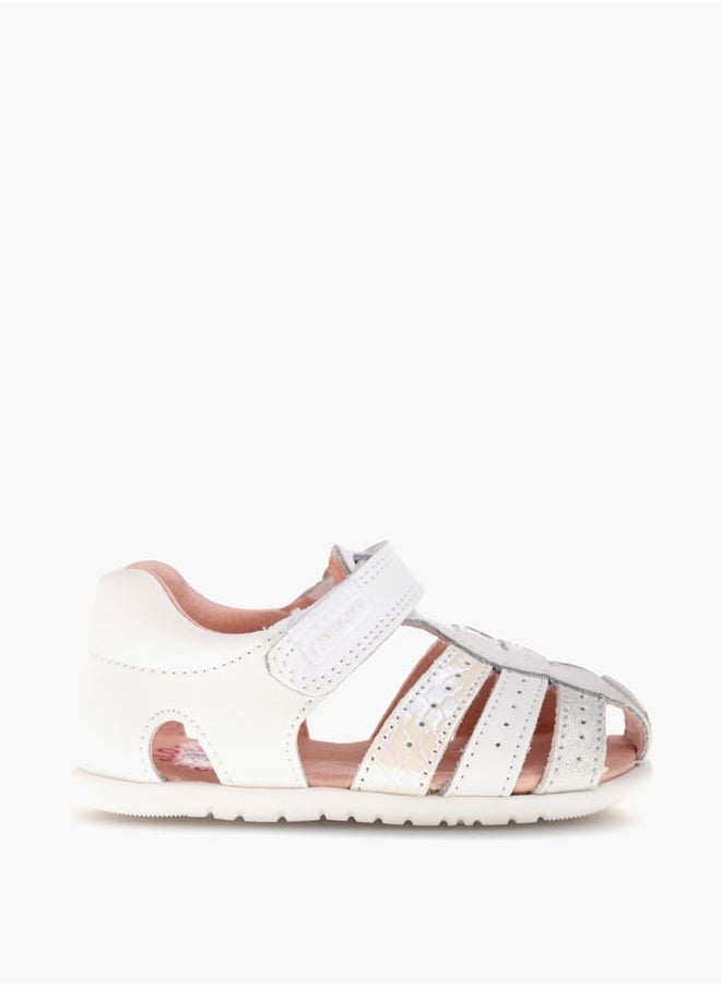 Girls' Textured Sandals with Hook and Loop Closure
