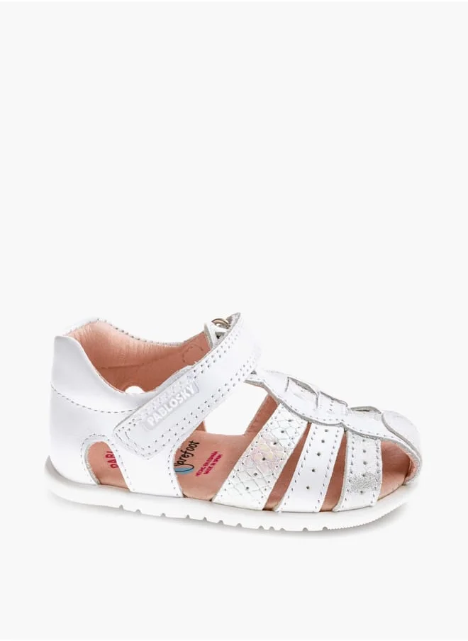 بابلوسكي Girls' Textured Sandals with Hook and Loop Closure