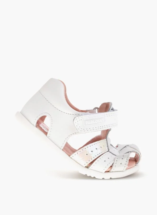 Pablosky Girls' Textured Sandals with Hook and Loop Closure