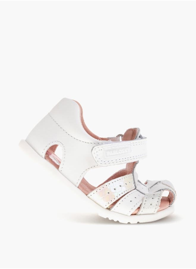 Girls' Textured Sandals with Hook and Loop Closure