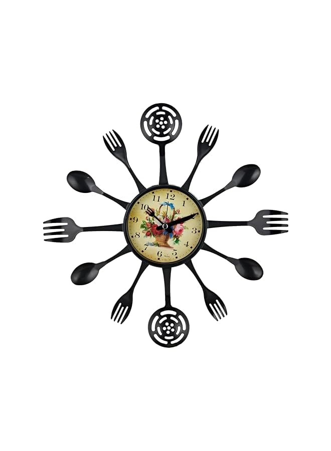 The Bros Spoon-Fork Kitchen Clock Black 40cm - Image 2
