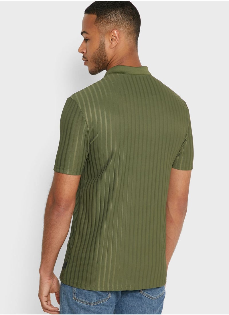 RIVER ISLAND - Ribbed Zip Polo - Image 1
