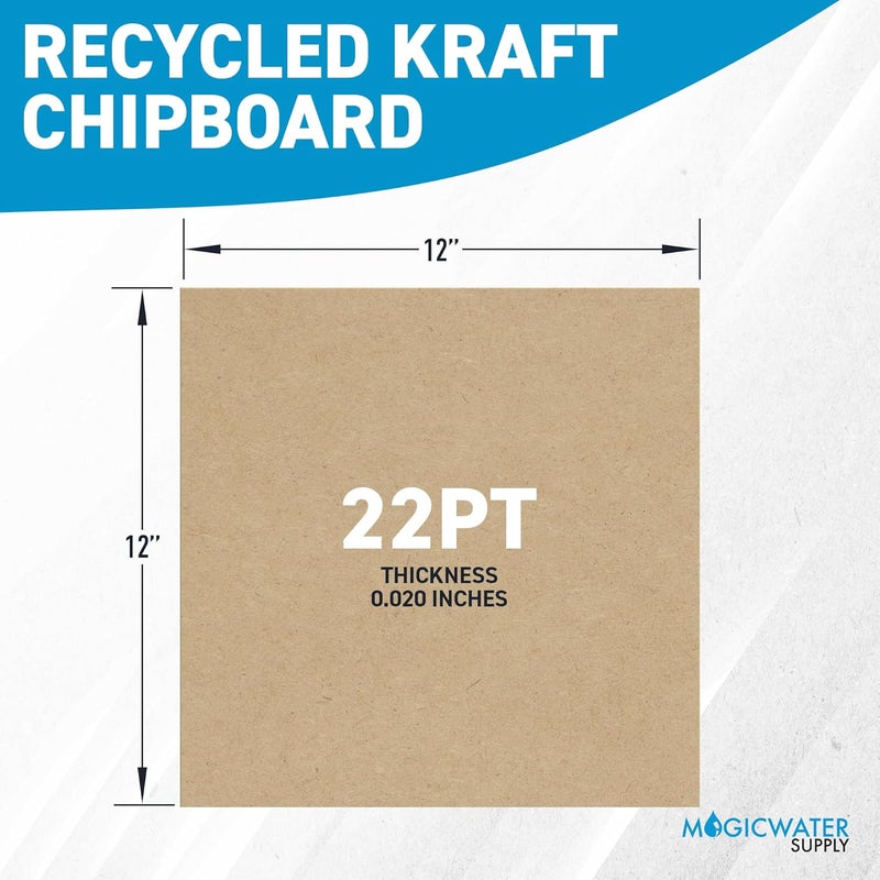 MagicWater Supply MagicWater Chipboard Sheet for DIY Projects - 12x12 Inch - 25 Pack - 22 pt - Heavy Duty Kraft (0.020 Inch Thick) Paperboard, for Scrapbooking, Books, Picture Frame Backing, Arts Project & Crafts - Image 2