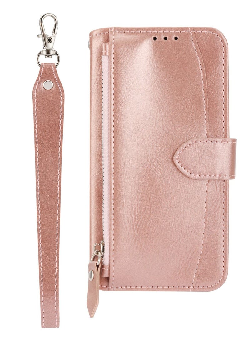 Suteni Zipped Flip Cover Card Slots Leather Phone Case for Samsung - Image 1