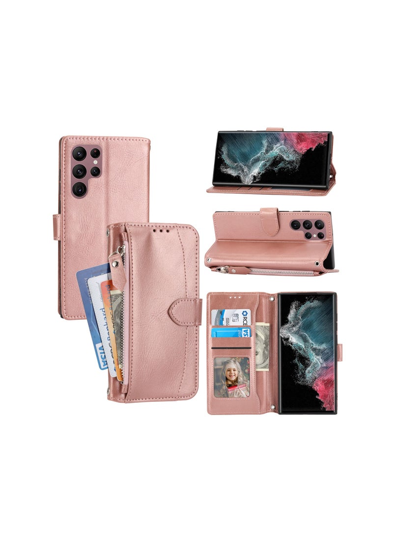 Suteni Zipped Flip Cover Card Slots Leather Phone Case for Samsung - Image 3