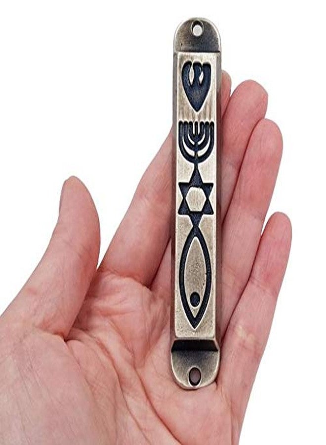 TALISMAN4U Set of 2 Pewter Messianic Mezuzah Case with Scroll for Door from Israel Menorah Messianic Seal 10 cm / 4 Inch - Image 5