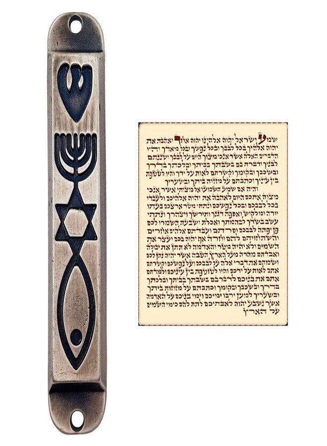 TALISMAN4U Set of 2 Pewter Messianic Mezuzah Case with Scroll for Door from Israel Menorah Messianic Seal 10 cm / 4 Inch - Image 4