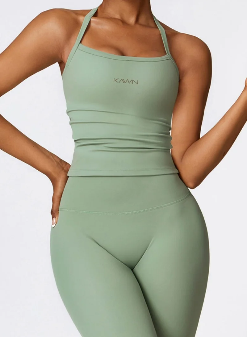 كون.يوغا بلوزة رياضية نسائية بدون أكمام مبطنة لليوجا منخفضة التأثير مع حمالة صدر مدمجة قابلة للإزالة