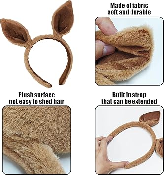 SIKAMARU 2 Pieces Of Animal Ear Headbands Cute Plush Headbands Cartoon Ear Headbands WomenS Hairbands Creative Plush Headbands - Image 3