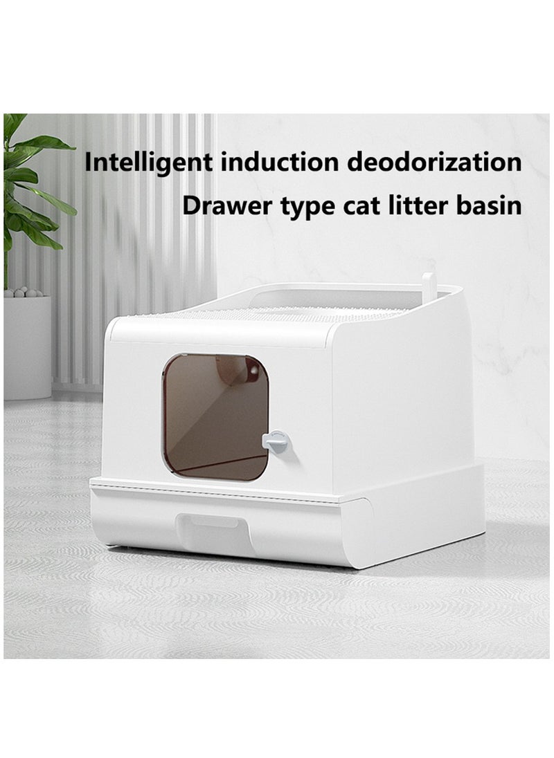 Arabest - Cat Litter Box Top Entry Cat Litter Box with Lid, Large Covered Litter Box for Cats Foldable Leak Proof Cat Toilet with Cat Litter Scooper and Drawer - Image 1