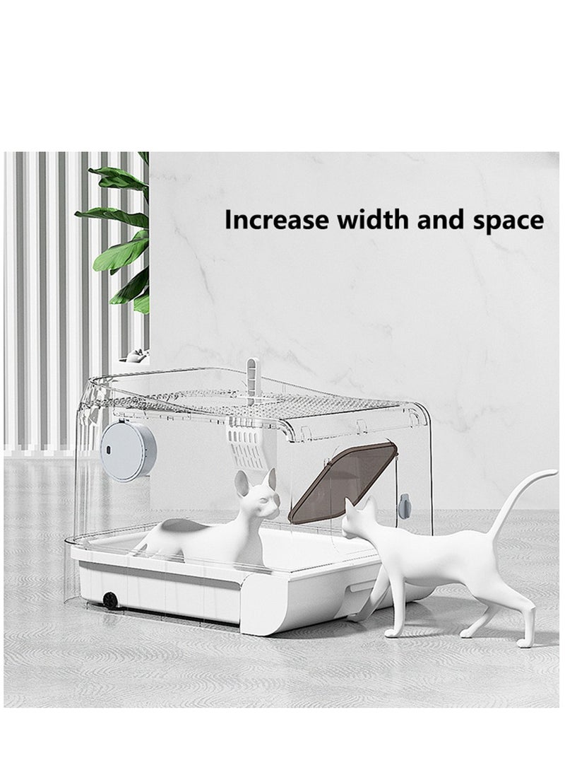 Arabest - Cat Litter Box Top Entry Cat Litter Box with Lid, Large Covered Litter Box for Cats Foldable Leak Proof Cat Toilet with Cat Litter Scooper and Drawer - Image 1