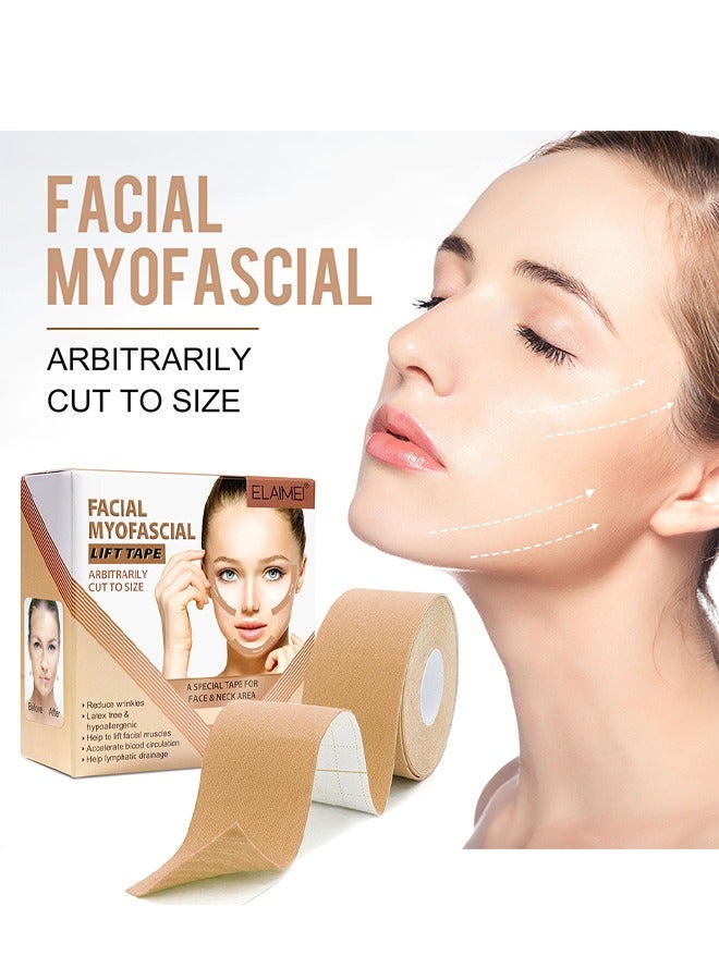 Elaimei Facial Myofascial Lift Tape - Face Lift Stickers, Face Toning Tape Anti Freeze Anti Wrinkle Belts Patche, Neck Lift Tape Unisex For Firming and Tightening 2.5cm*5m  - Image 1