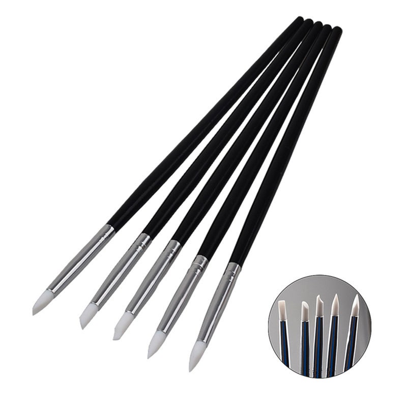 40 pcs Nail Liner Nail Silicone Pen Nail Manicure Brush (15pcs White Rod Brush Pens + 5pcs Black Rod Silicone Pen) - Image 4