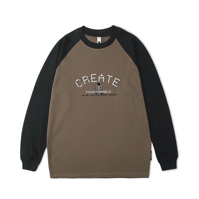 F1257 | plus size Men''s Autumn New 260G Heavy Crewneck Long Sleeve T-Shirt Men''s Loose Printed Base Jacket - Image 1
