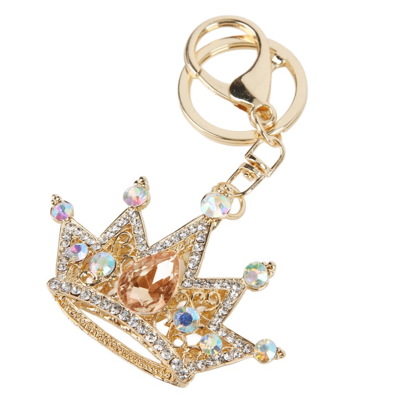 Rhinestone Keychain Crown Shape Shiny Exquisite Design Keychain for Car Pendant Bag OrnamentPink - Image 3