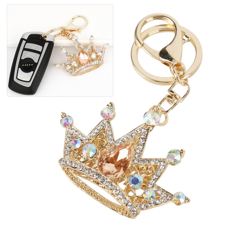 Rhinestone Keychain Crown Shape Shiny Exquisite Design Keychain for Car Pendant Bag OrnamentPink - Image 2