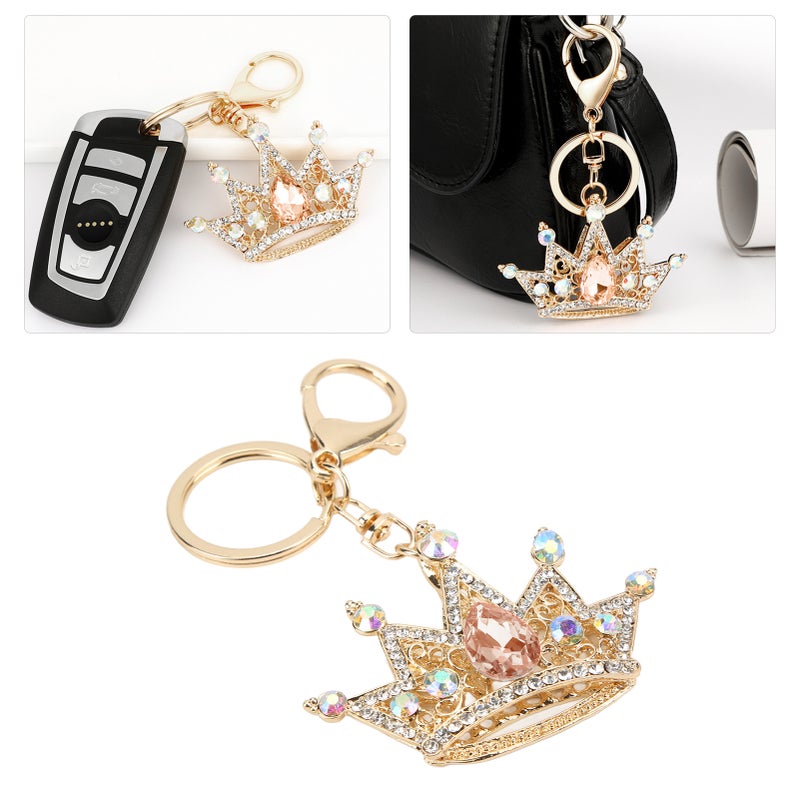 Rhinestone Keychain Crown Shape Shiny Exquisite Design Keychain for Car Pendant Bag OrnamentPink - Image 4
