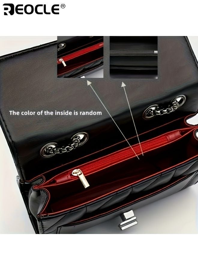 REOCLE Women's Quilted Crossbody Purse with Chain Strap and Compact Design Small Phone Wallet Bag with Multi Card Slots for Women Daily Essential Carry - Image 3