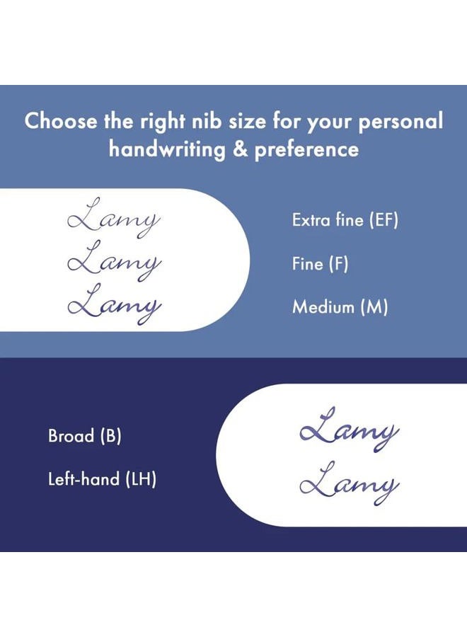 LAMY قلم حبر لامي فيستا برأس رفيع - علبة تعبئة | بلاستيك غير متلاشي، جسم شفاف | مشبك معدني مع قبضة مريحة ورأس فولاذي | مع خرطوشة حبر T 10 ومحول Z 28 | حبر أزرق، عبوة من 1 - Image 4