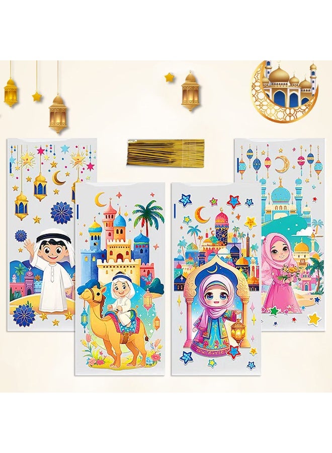 100 Pcs Cellophane Treat Bags, Candy Bags,Cartoon Characters Printed Pattern Food Favor Bags with Twist Ties,for Pride Day Baby Shower Birthday Party Supplies - Image 3