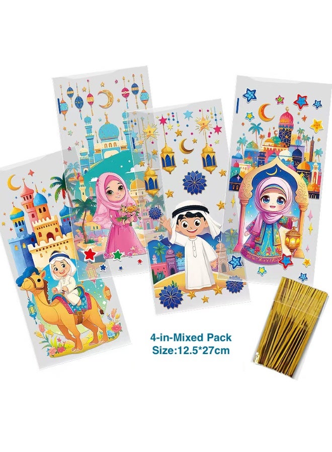 100 Pcs Cellophane Treat Bags, Candy Bags,Cartoon Characters Printed Pattern Food Favor Bags with Twist Ties,for Pride Day Baby Shower Birthday Party Supplies - Image 4