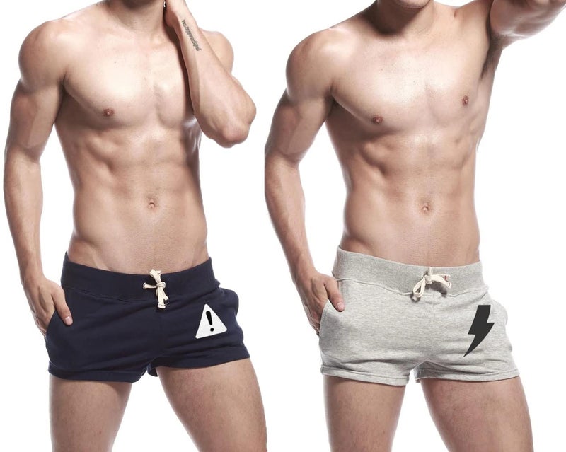 hotfits Men's Gym Shorts Pack of 2 – Black & Grey Cotton Shorts | 100% Cotton 240 GSM Soft Fabric | Adjustable Waist Rope | Side Pockets | Workout, Running, Casual & Sports Shorts - Image 2
