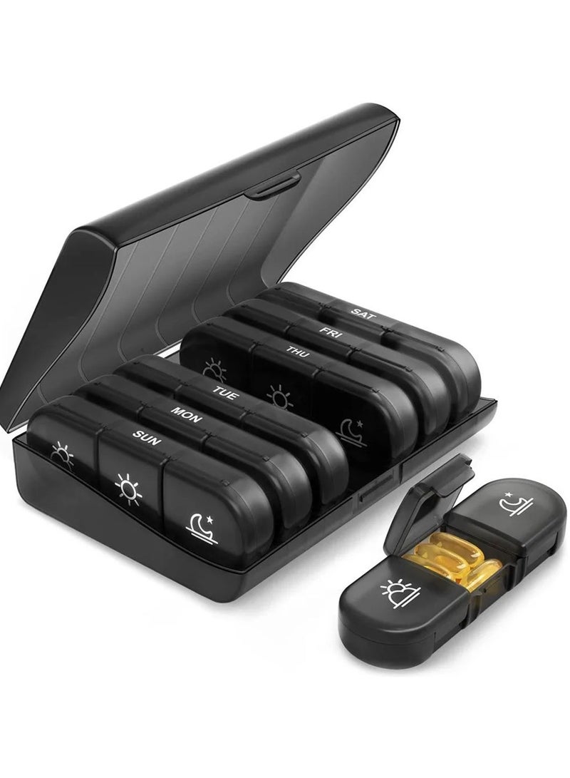 Weekly Pill Organizer Portable Travel 7 Day Pill Box for Vitamins Fish Oils and Pills - Image 1