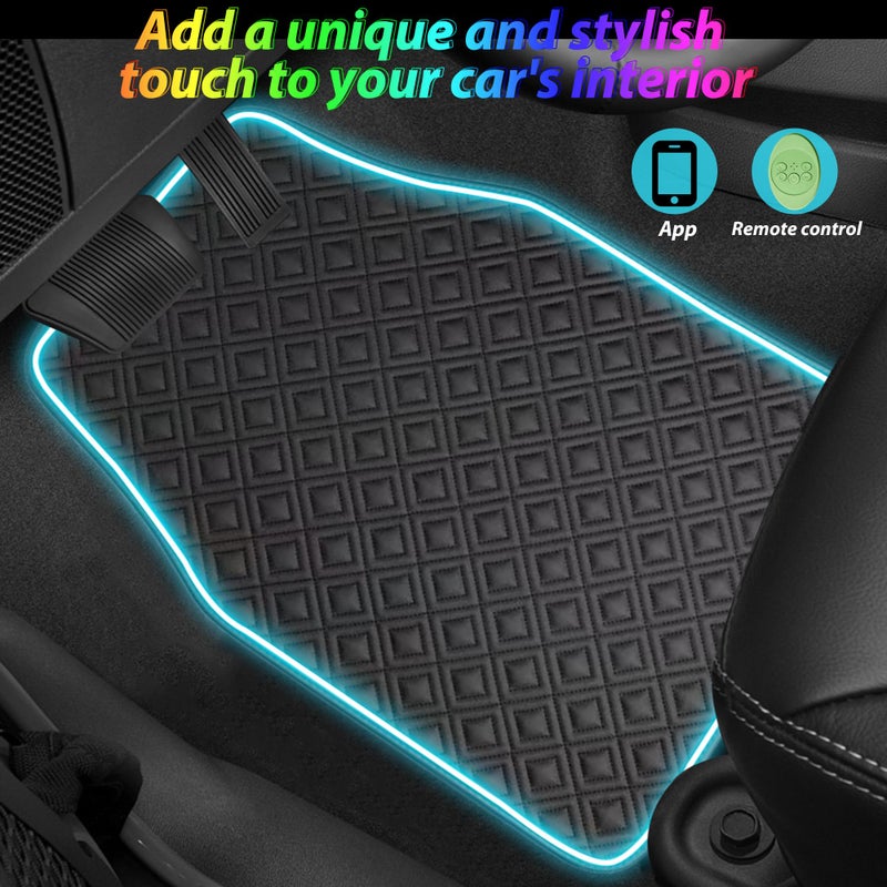 Fimker Car Floor Mats with Led Strip Light, Premium Universal Fit Black Automotive Carpet, Interior Car Lights Floor Mats,App Control Faux Leather Anti-Slip Waterproof Neon Car Decor Accessories for SUV Etc. - Image 2