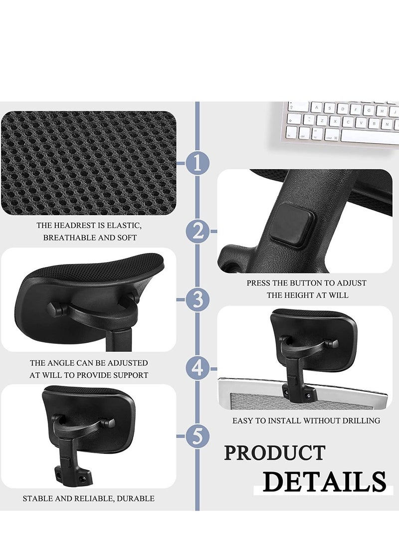 SYOSI - Office Chair Headrest Attachment Chair Adjustable Headrest Black Mesh Nylon Frame Head Rest Head Support Cushion Head Elastic Sponge Pillow for Desk Chair, 1.8 x 10 x 5.5 Inch - Image 1