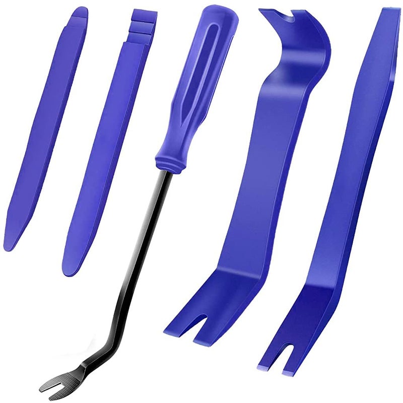 Supvox® 5Pcs Pry Tools For Car Auto Radio Door Clip Panel Trim Dash Audio, New Car Door Clip Panel No Scratch Dismantle Kits Versatile Professional Tool Set - Image 1