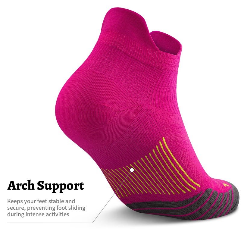 PAPLUS No Show Compression Socks for Men and Women(6 Pairs), Low Cut Running Ankle Socks with Arch Support for Plantar Fasciitis, Cyling, Athletic, Flight, Travel, Nurses. Pink S/M - Image 5