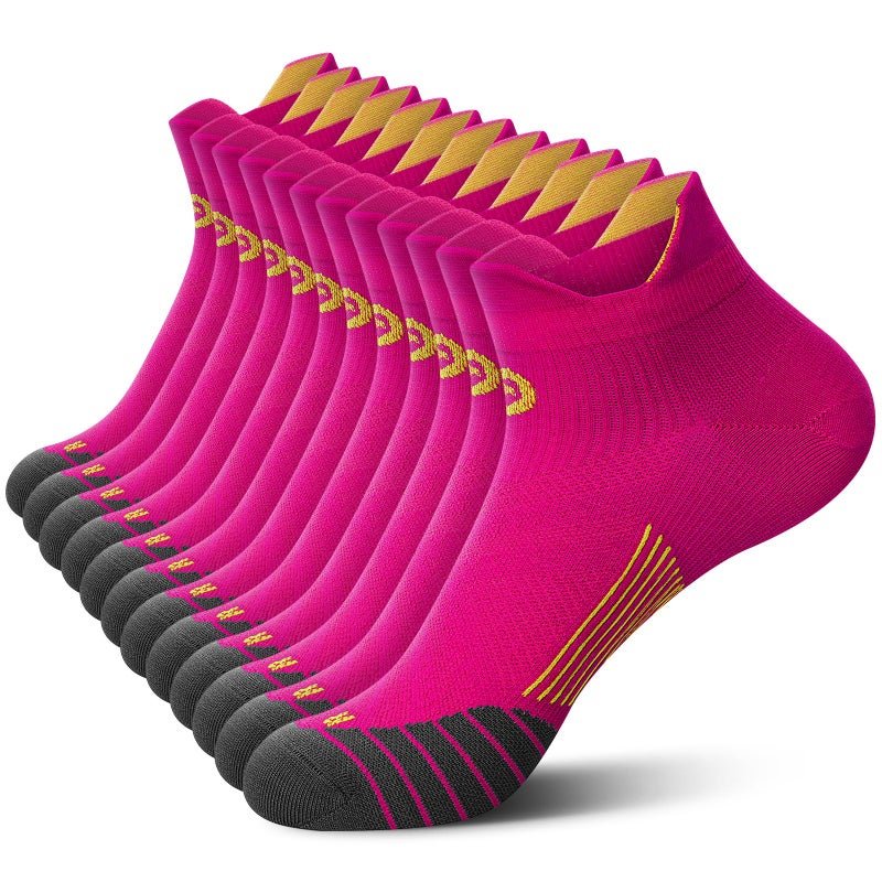 PAPLUS No Show Compression Socks for Men and Women(6 Pairs), Low Cut Running Ankle Socks with Arch Support for Plantar Fasciitis, Cyling, Athletic, Flight, Travel, Nurses. Pink S/M - Image 1
