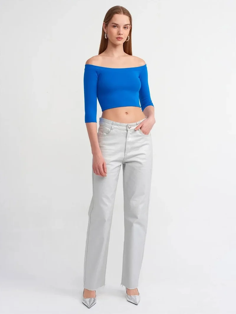 Dilvin DILVIN Women’s Off-shoulder Crop Blouse
