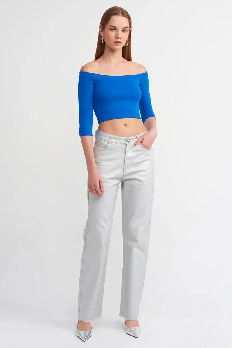 Dilvin DILVIN Women’s Off-shoulder Crop Blouse