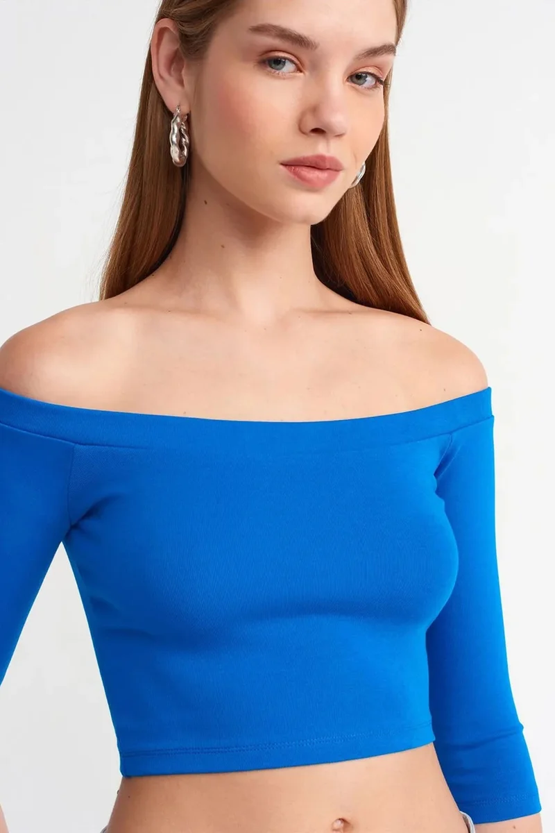 Dilvin Cobalt Blue DILVIN Women’s Off-shoulder Crop Blouse for Women | Best Price UAE
