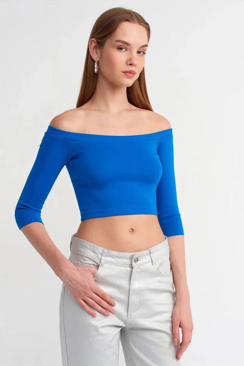 Dilvin Cobalt Blue DILVIN Women’s Off-shoulder Crop Blouse for Women | Best Price UAE