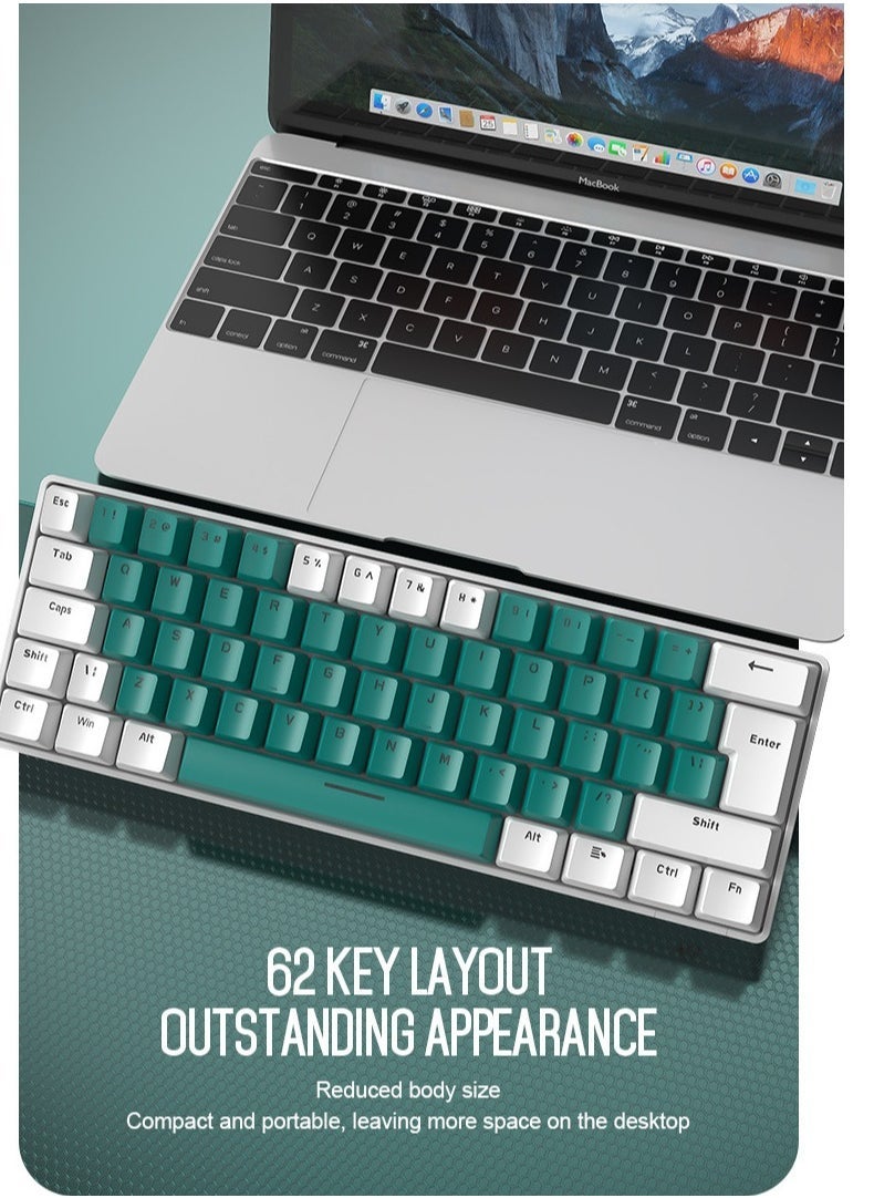 62 Keys Colorful Lights Switch Mechanical Gaming Keyboard 75% Mini Wired Waterproof Backlit Silent White RGB Color Suitable for PC/Ps4/Xbox Gamers - Image 2