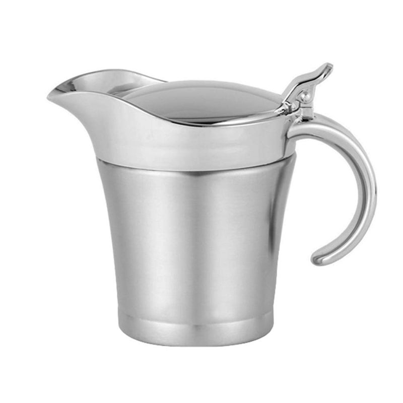 Double Insulated Gravy Boat  Stainless Steel Sauce Jug with Hinged Lid Hinged Lid Ideal for Gravy or Cream at Thanksgiving 750ML26 OZ