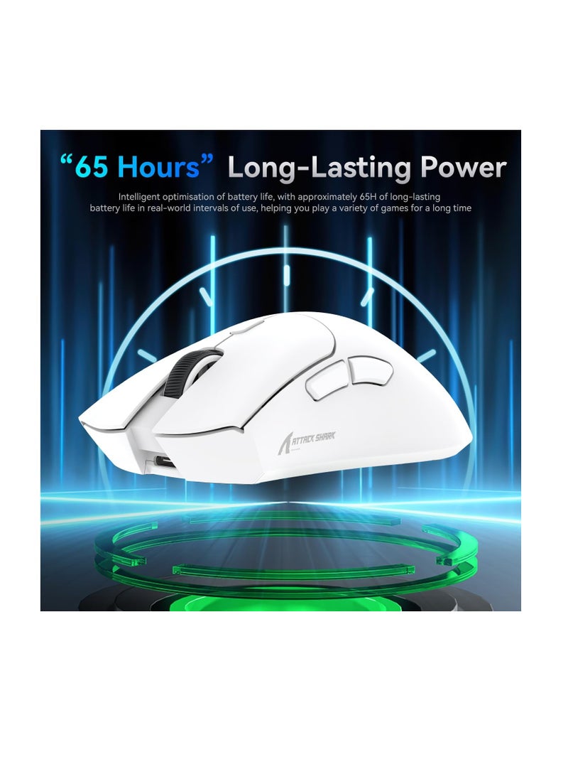 Attack Shark - ATTACK SHARK R1 59g Superlight Mouse, PixArt Gaming Sensor PAW3311, BT/2.4G Wireless/Wired Gaming Mouse, 6 DPI Adjustable up to 18000, 65 Hour Battery (White) - Image 1