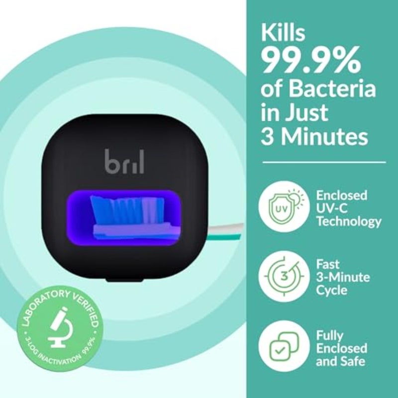 UV-C Toothbrush Sanitizer and Holder Wall Mounted, Rechargeable, 30-Day Battery, Magnetic Mount, Fits Electric and Manual Brushes, Portable Travel Case, Auto-Shutoff - Image 2
