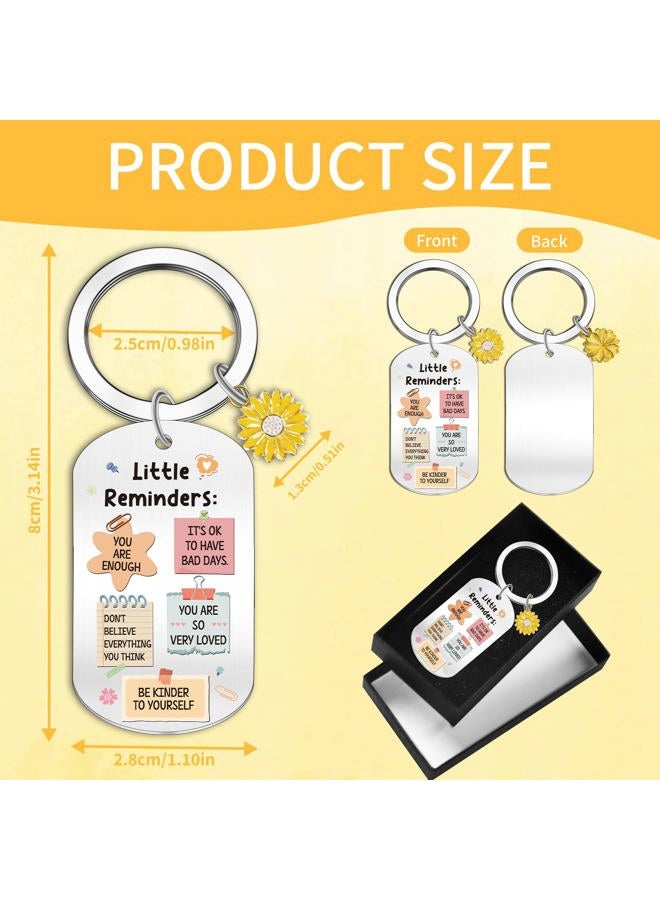 EoBeCy Little Reminders Inspirational Gifts Keychain: Motivational Key Chain with Positive Affirmations, Sunflower Pendant, Gift Box for Mental Health, Students Women's Gifts, School Office Supplies - Image 2