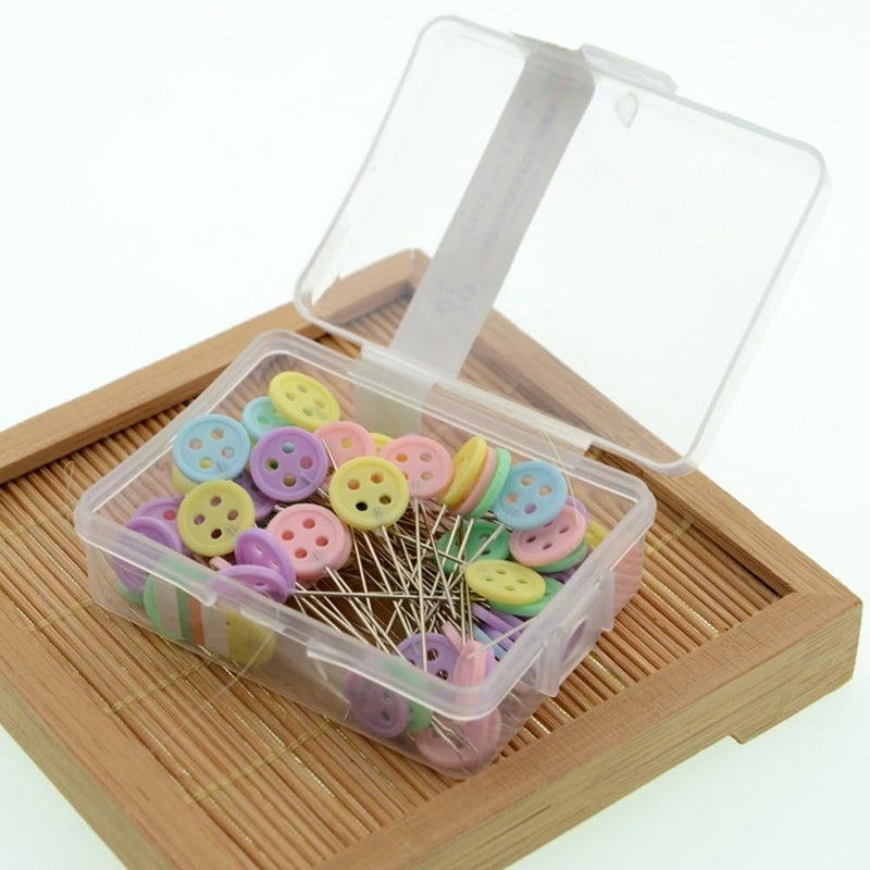 klarako 200pcs Straight Head Pins Flat Button Head Pins for DIY Quilting Sewing Crafts - Image 1