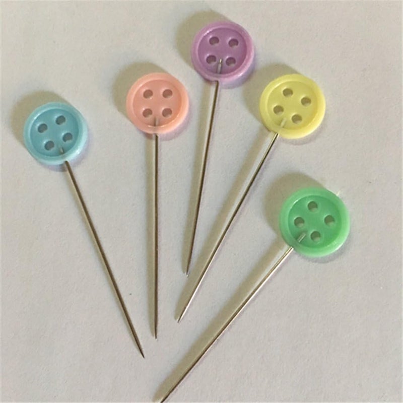 klarako 200pcs Straight Head Pins Flat Button Head Pins for DIY Quilting Sewing Crafts - Image 2